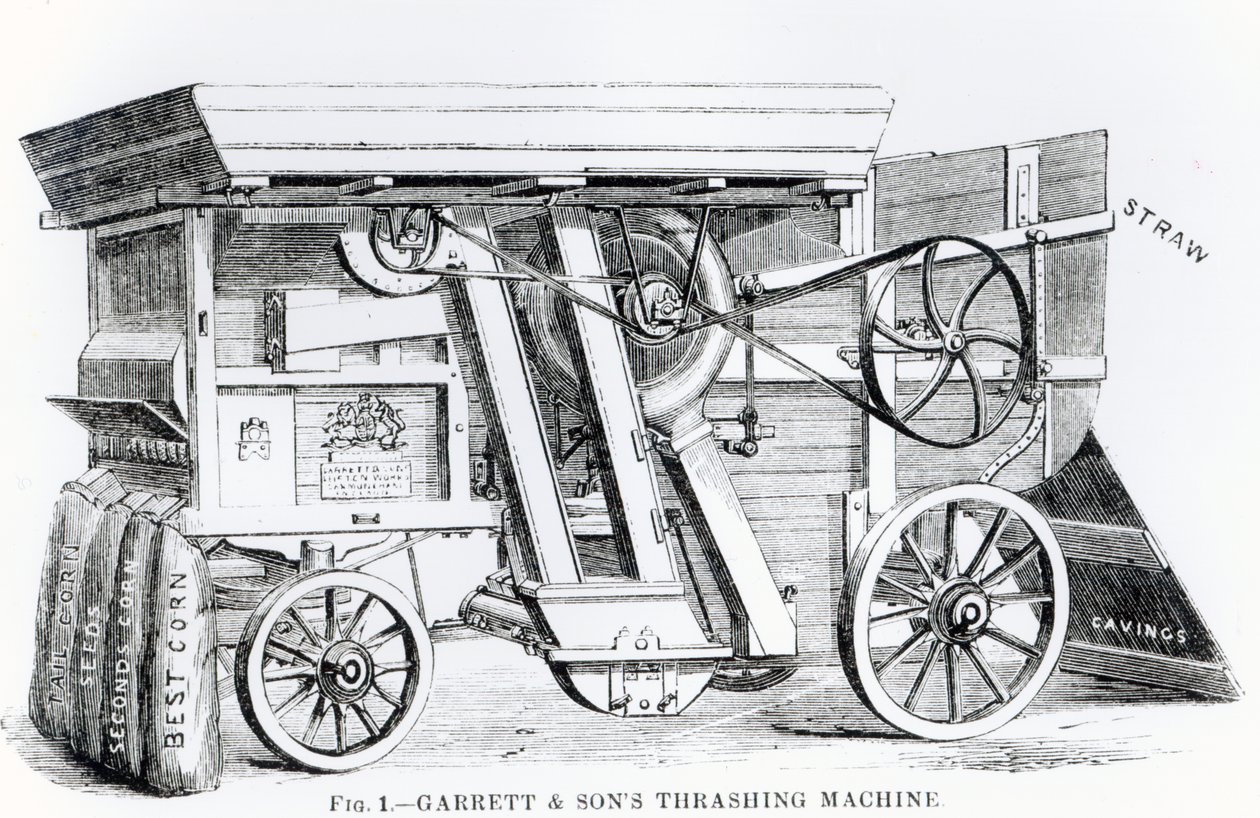 Garrett und Sons Patent Kombinierte Dresch- und Reinigungsmaschine von English School