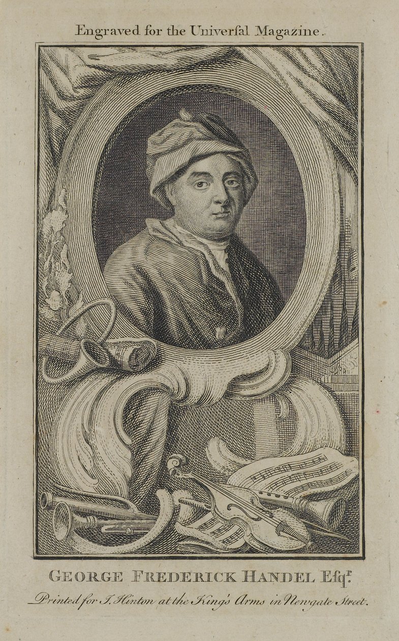 Georg Friedrich Händel, graviert für das Universal Magazine, ca. 1760 von English School