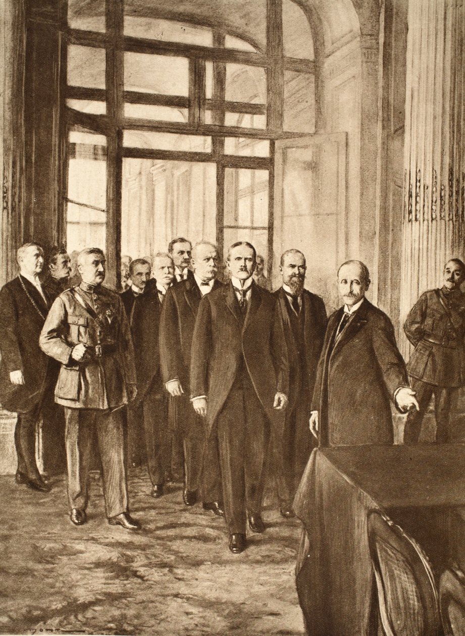 Deutsche Politiker im Schloss von Versailles, 1919 von English School