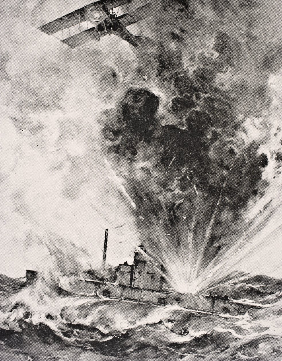 Deutsches U-Boot bombardiert und versenkt am 26. August 1915, aus 