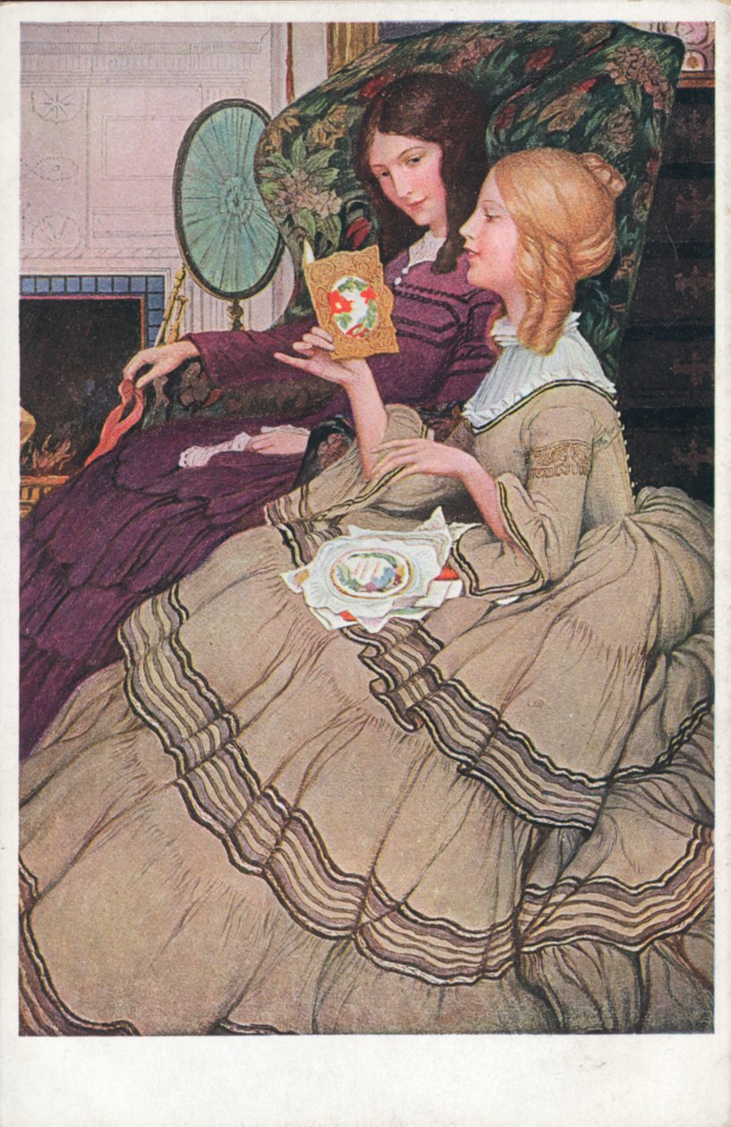 Mädchen lesen Valentinskarten von English School