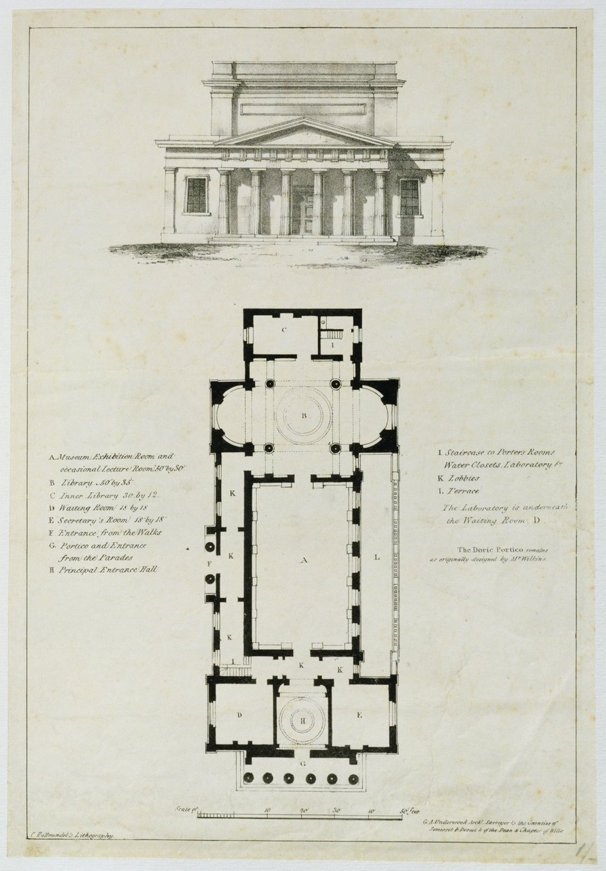 Grundriss der unteren Versammlungsräume, Bath, graviert von Charles Hullmandel (1789-1850) von English School