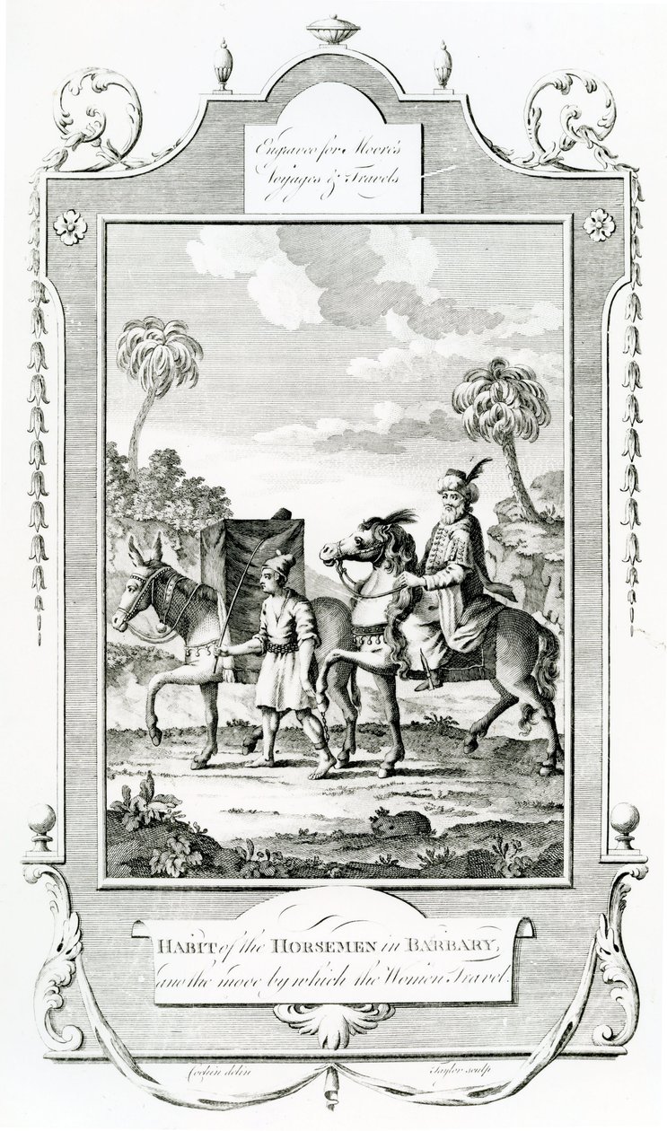 Gewohnheit der Reiter in Barbary, Illustration aus Moores Reisen und Reisen von English School