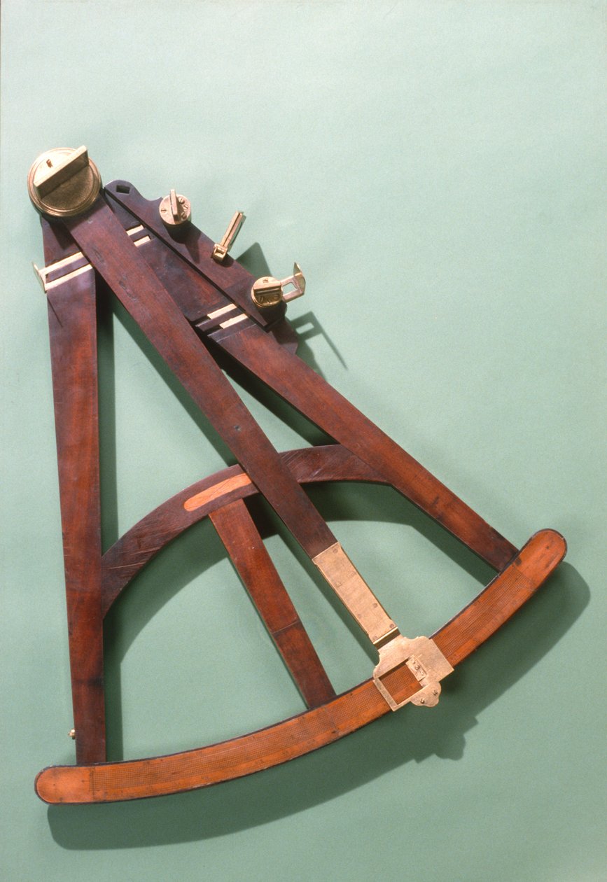 Hadleys Quadrant mit transversaler Buchsbaum-Skala, ca. 1750 von English School