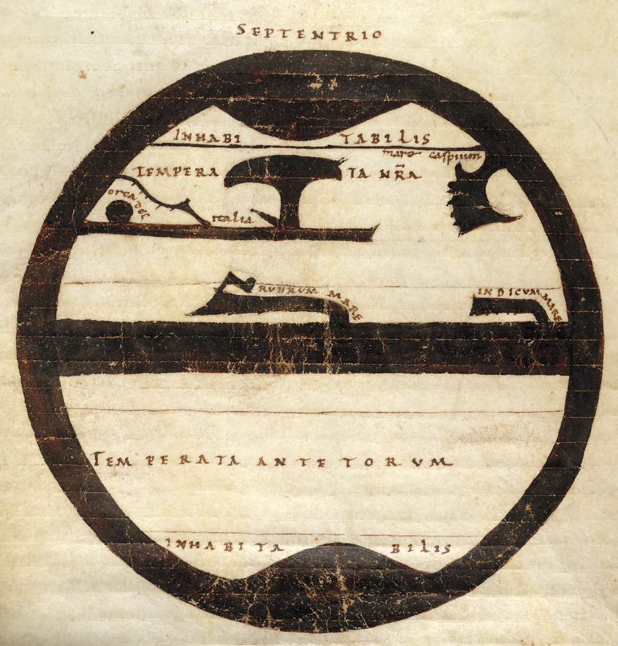 Diagrammatische Zonen-Weltkarte, ca. 1050 von English School