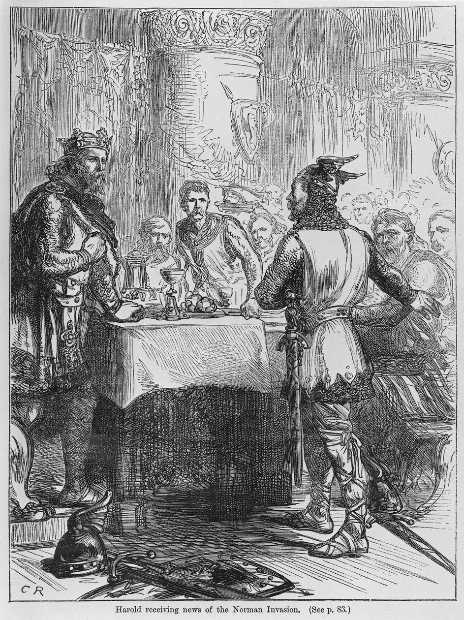 Harold erhält Nachricht von der normannischen Invasion im Jahr 1066 von English School