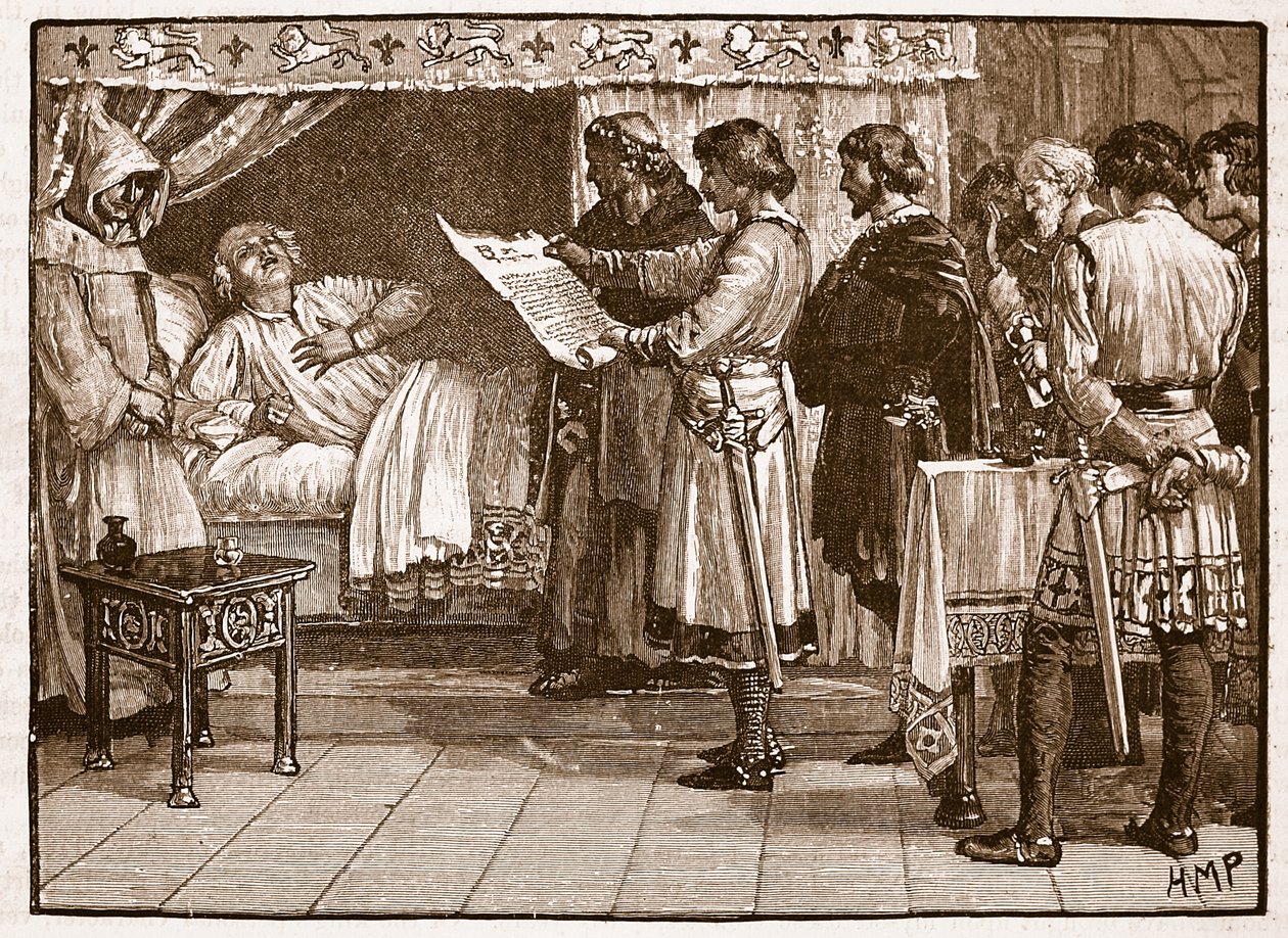 Heinrich erhält die Nachricht von Johns Verrat, Illustration aus Cassells Illustrierter Geschichte Englands von English School