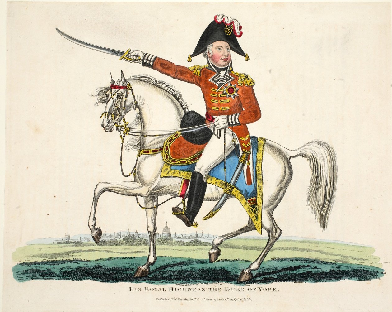 Seine Königliche Hoheit, der Herzog von York, veröffentlicht von Richard Evans, graviert von Romney, Illustration aus An Historical Account of the Battle of Waterloo von William Mudford, 1816 von English School