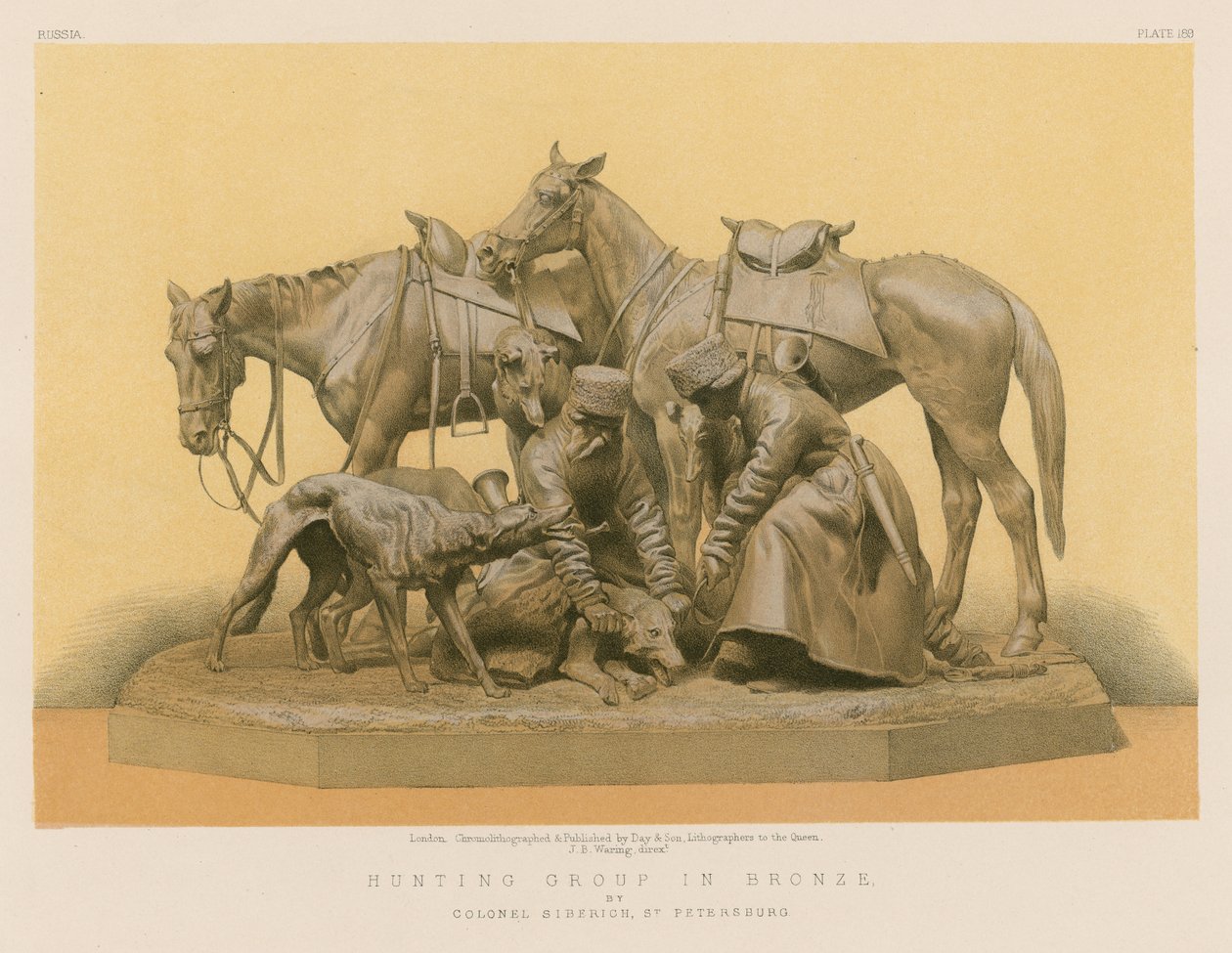 Jagdgruppe in Bronze von Oberst Siberich, St. Petersburg von English School