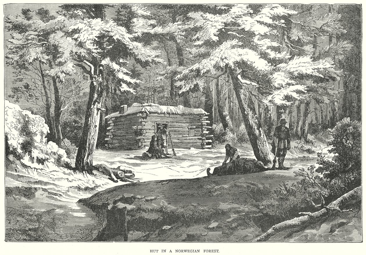 Hütte in einem norwegischen Wald von English School