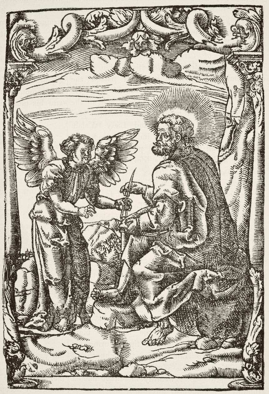 Illustration vom Anfang von Tyndales erster englischer Übersetzung des Neuen Testaments, veröffentlicht in Köln 1525, aus 