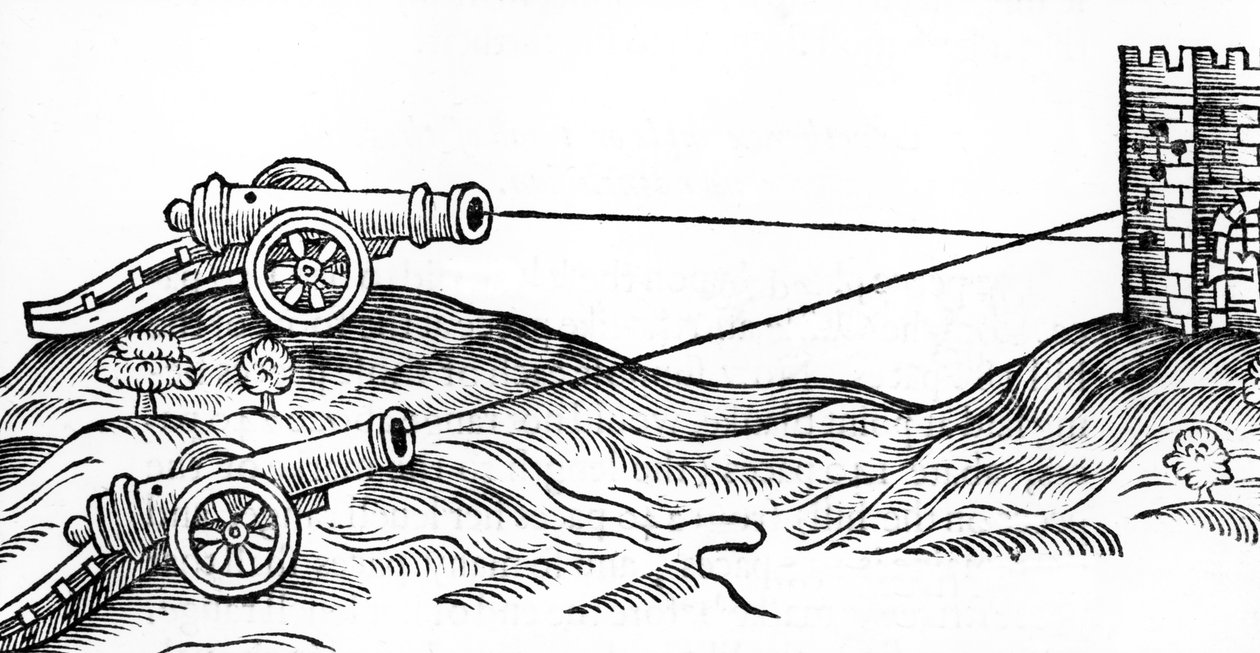 Illustration von Kanonenfeuer in Die Kunst der Artillerie von Thomas Smith (fl.1600-27), 1628 von English School