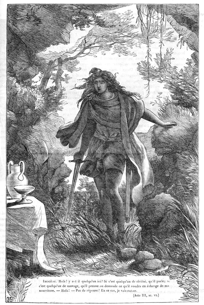 Imogen in Cymbeline - Illustration in „Werke komplett von William Shakespeare“ 1866 - Die Illustrationen und die allgemeine Form dieser Ausgabe sind von Cassell