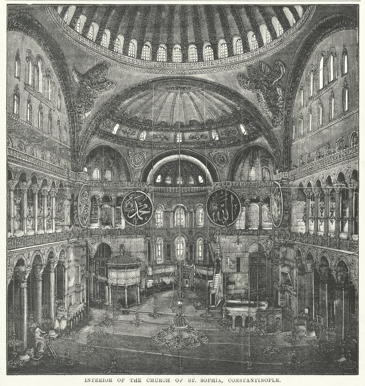 Innenraum der Kirche St. Sophia, Konstantinopel (Gravur) von English School