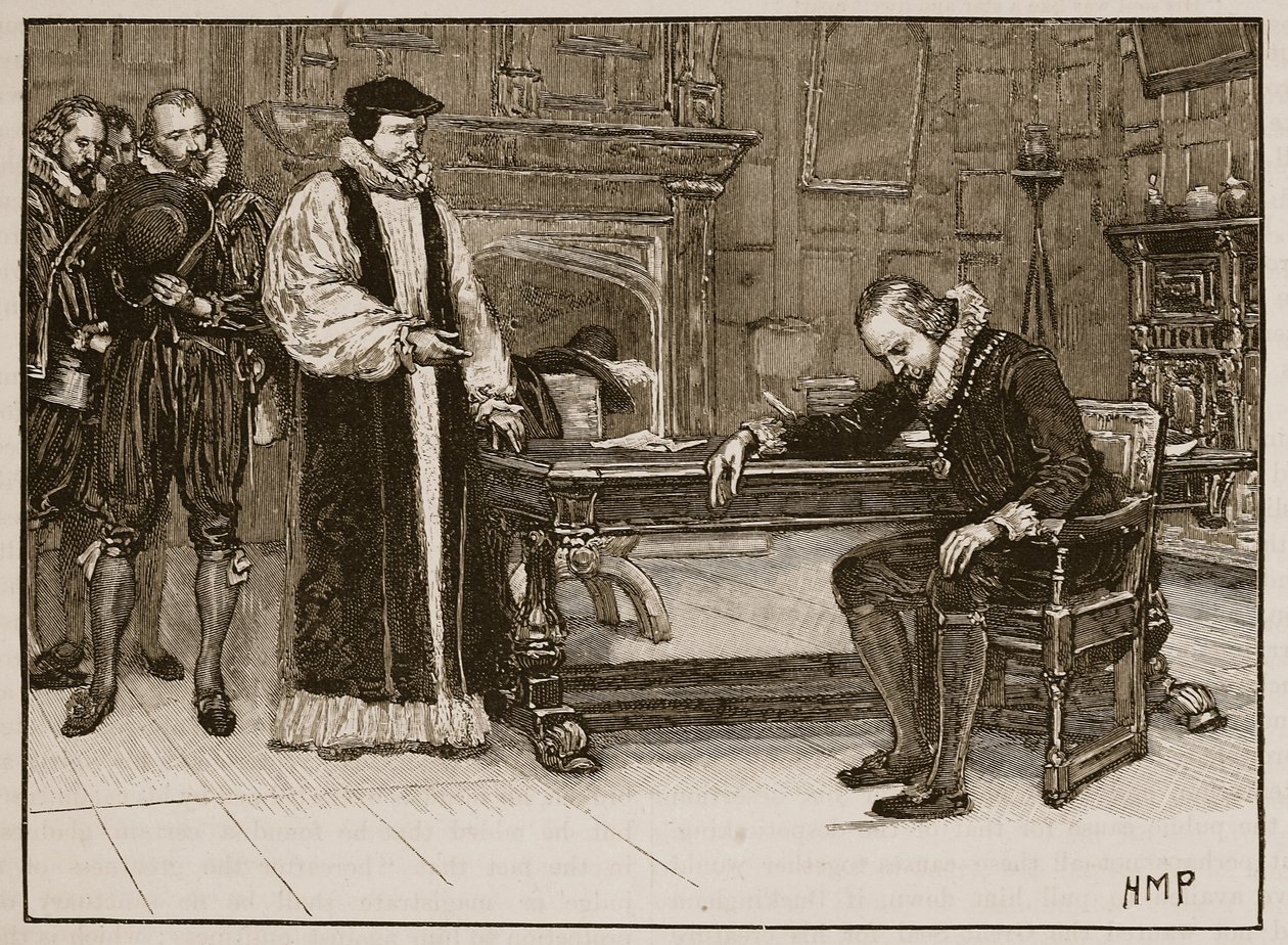 Interview zwischen Bacon und der Abordnung der Lords, Illustration aus Cassells Illustrierter Geschichte Englands von English School