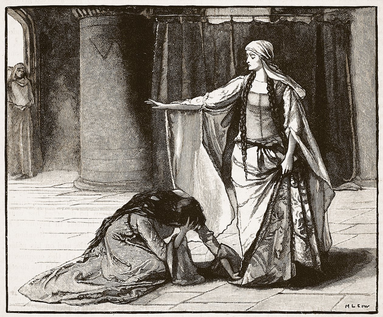 Interview zwischen der Kaiserin Matilda und Königin Maud, Illustration aus Cassells Illustrierter Geschichte Englands von English School
