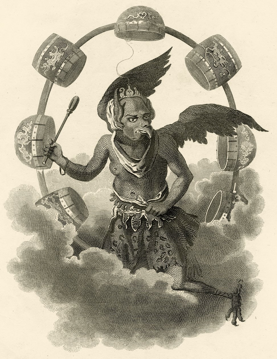 Jupiter, ein Idol der Chinesen, Illustration aus Die Welt: oder der gegenwärtige Zustand des Universums, eine allgemeine und vollständige Sammlung moderner Reisen und Reisen, von Cavendish Pelham, veröffentlicht von English School