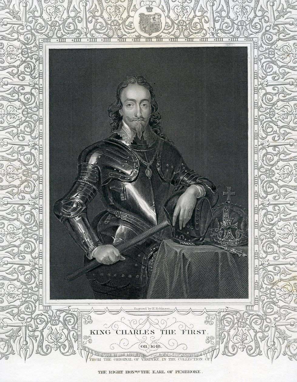 König Karl der Erste, graviert von H. Robinson nach Van Dyck, 19. Jahrhundert von English School