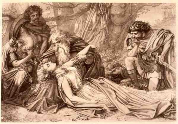 König Lear, Akt 5 Szene 3, von William Shakespeare (1564-1616) von English School