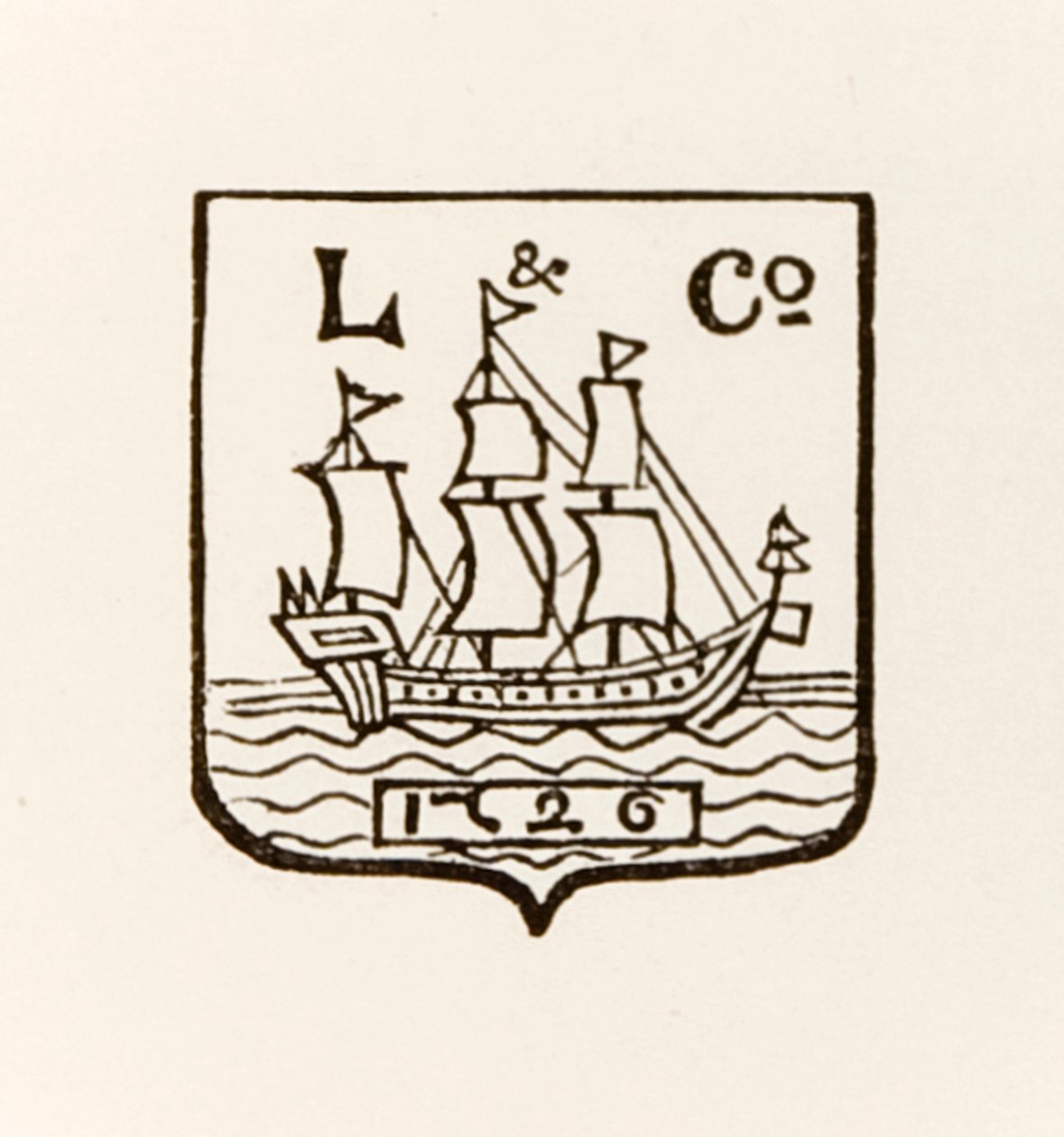 L & Co Schiff 1726 Logo verwendet von Longmans Green and Company von English School
