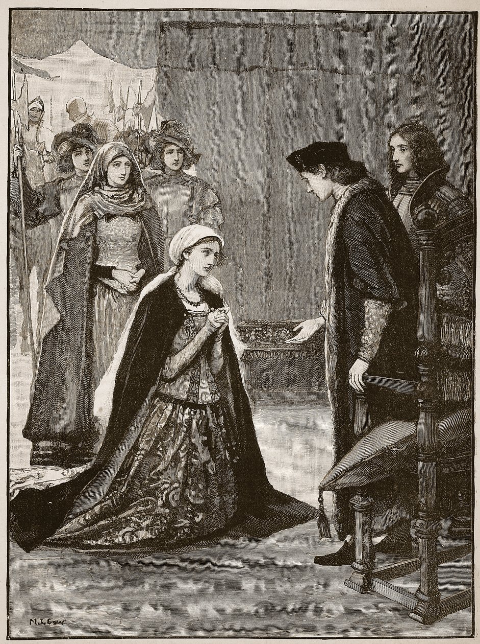 Lady Catherine Gordon vor Heinrich VII, Illustration aus Cassells Illustrierter Geschichte Englands von English School