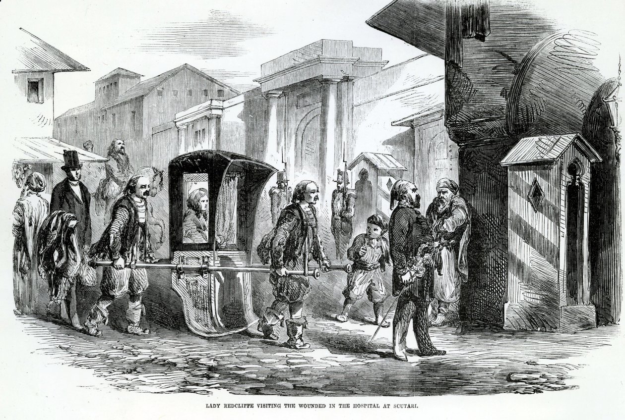 Lady Redcliffe besucht das Krankenhaus in Scutari, 19. Jahrhundert von English School