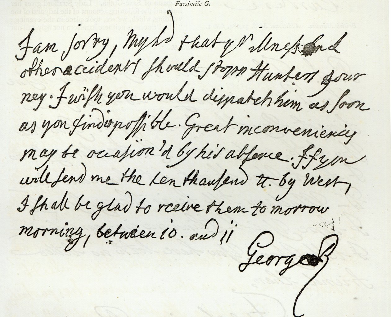 Brief von George II. an den Herzog von Newcastle, 1759, veröffentlicht in 