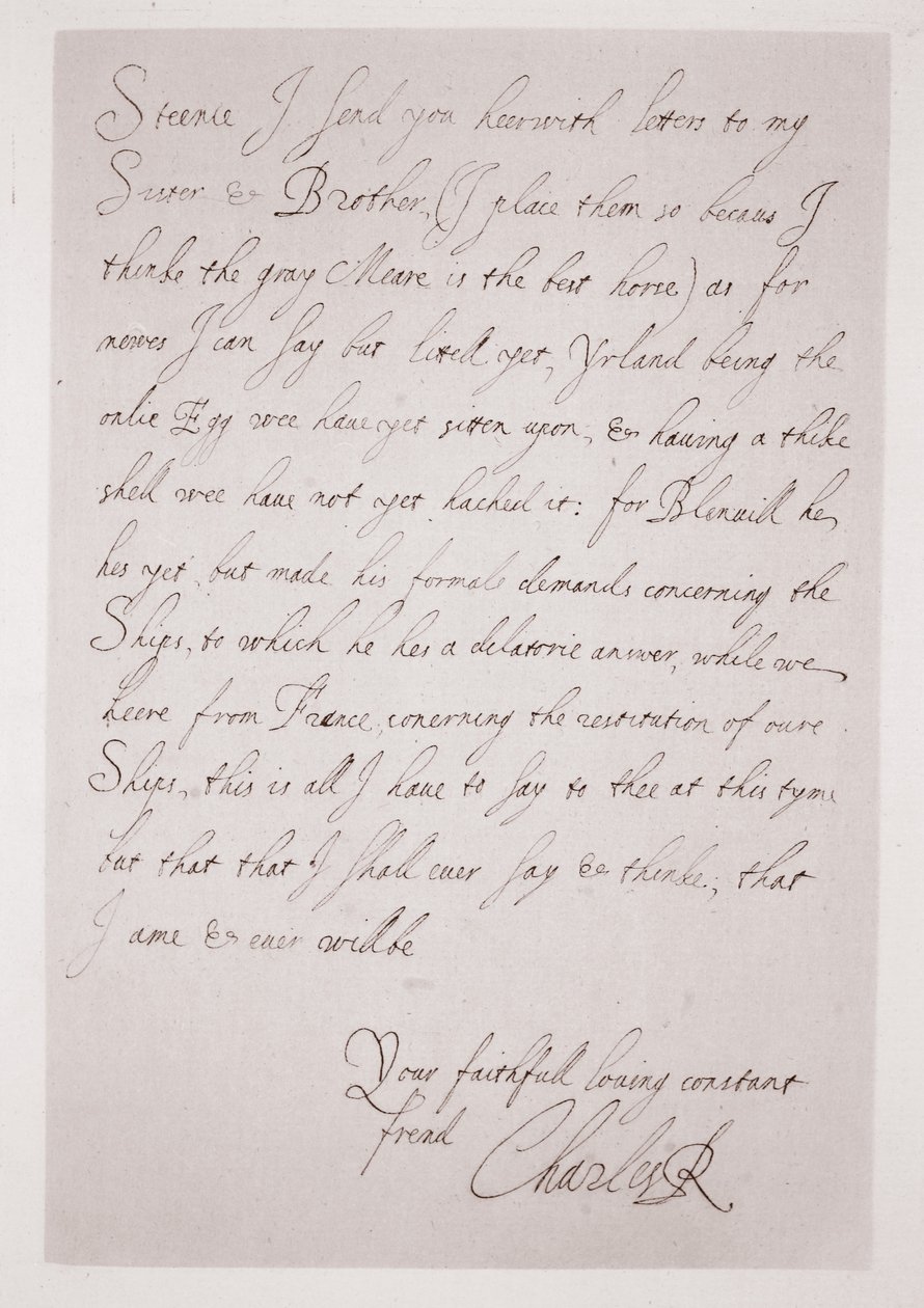 Brief von Charles I. an den Herzog von Buckingham von English School