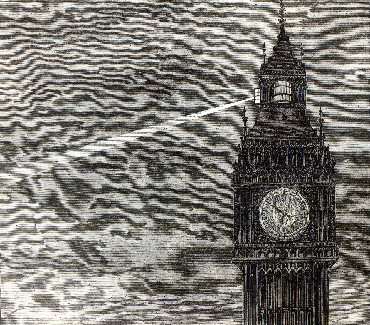 Licht auf dem Uhrturm, Houses of Parliament aus The Illustrated London News, 16. August 1873 von English School