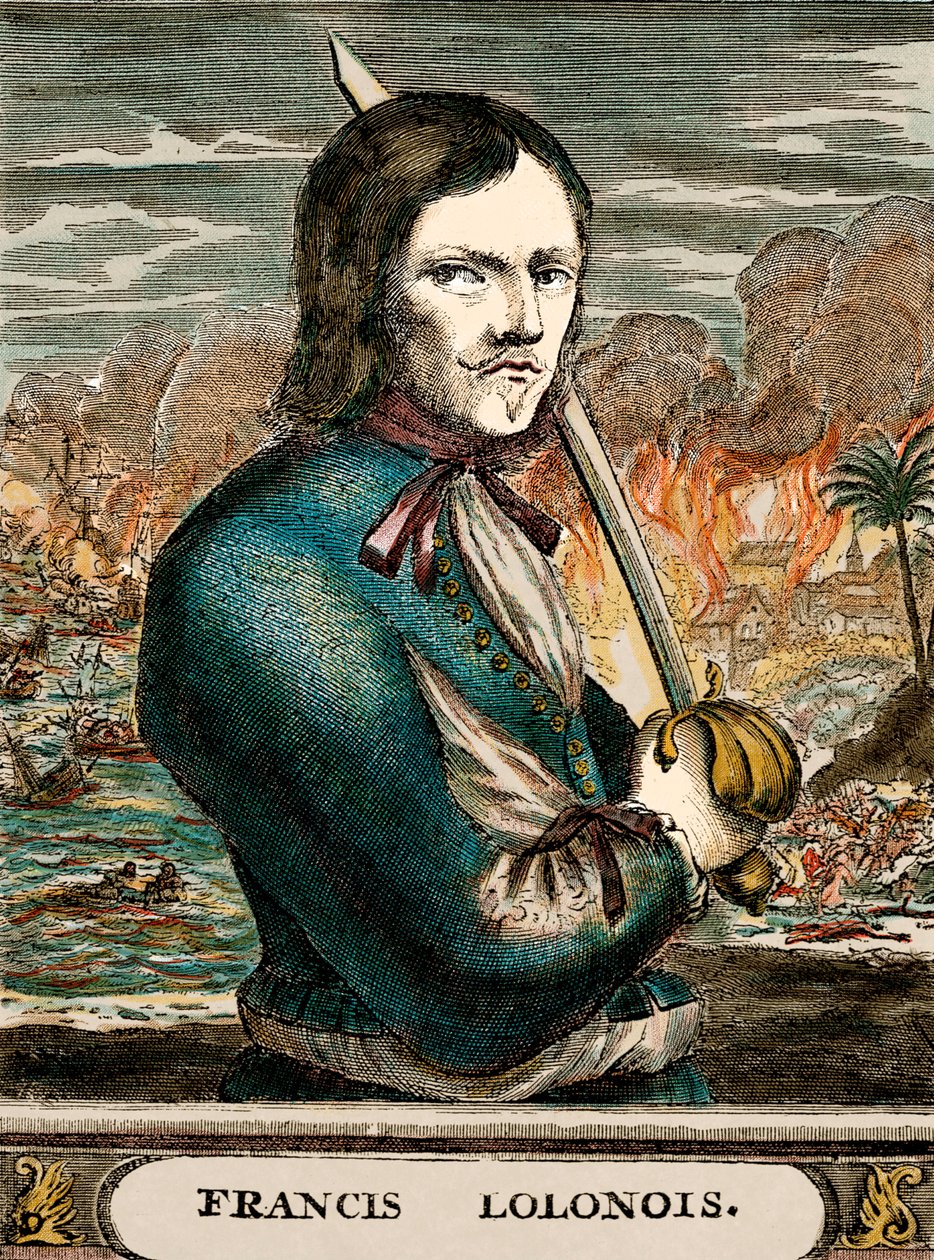 Lolonois der Freibeuter (farbige Gravur) von English School