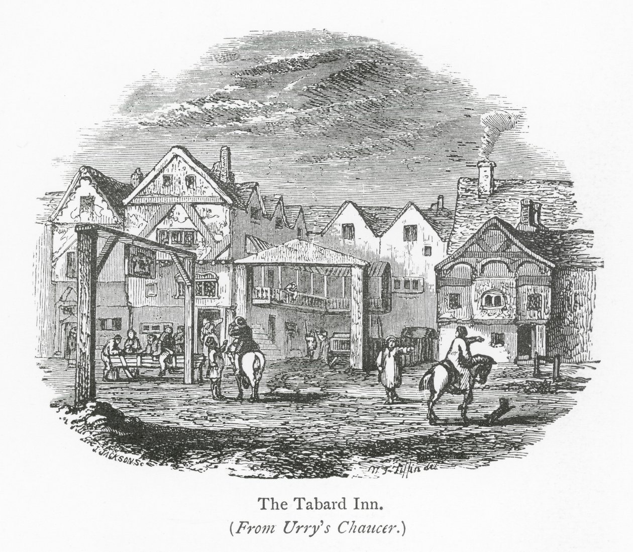 Londoner Clubs: The Tabard Inn (Gravur) von English School