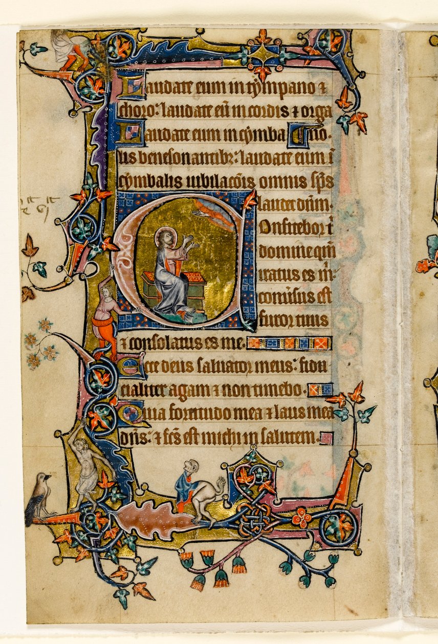 MS 1-2005, fol. 207v: Jesaja betet, historiierte Initiale aus dem Macclesfield Psalter, Use of Sarum, Ostanglien, um 1330 von English School