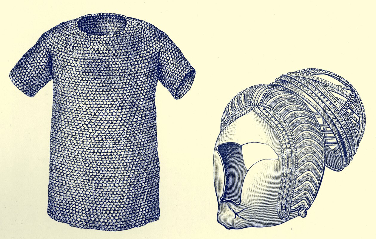 Kettenhemd und Silberhelm, vor 450 n. Chr., aus 