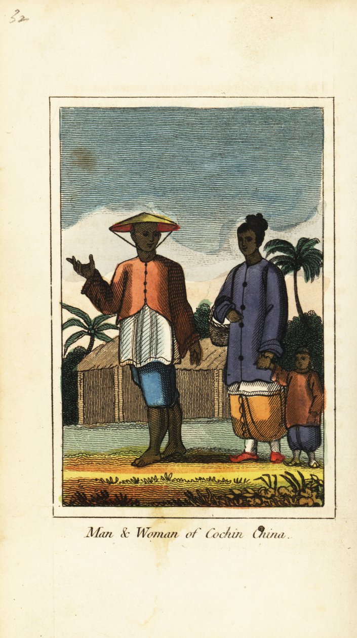 Mann und Frau aus Cochin China (Vietnam) 1818 von English School