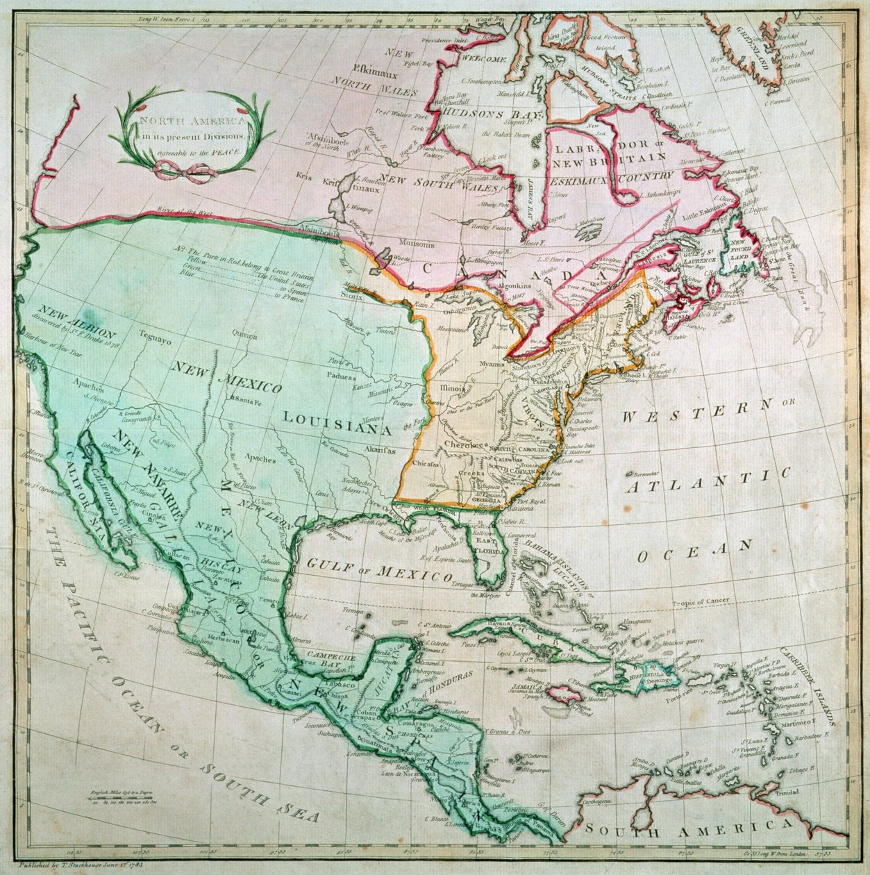 Karte von Nordamerika, veröffentlicht von T. Stackhouse, 1783 von English School