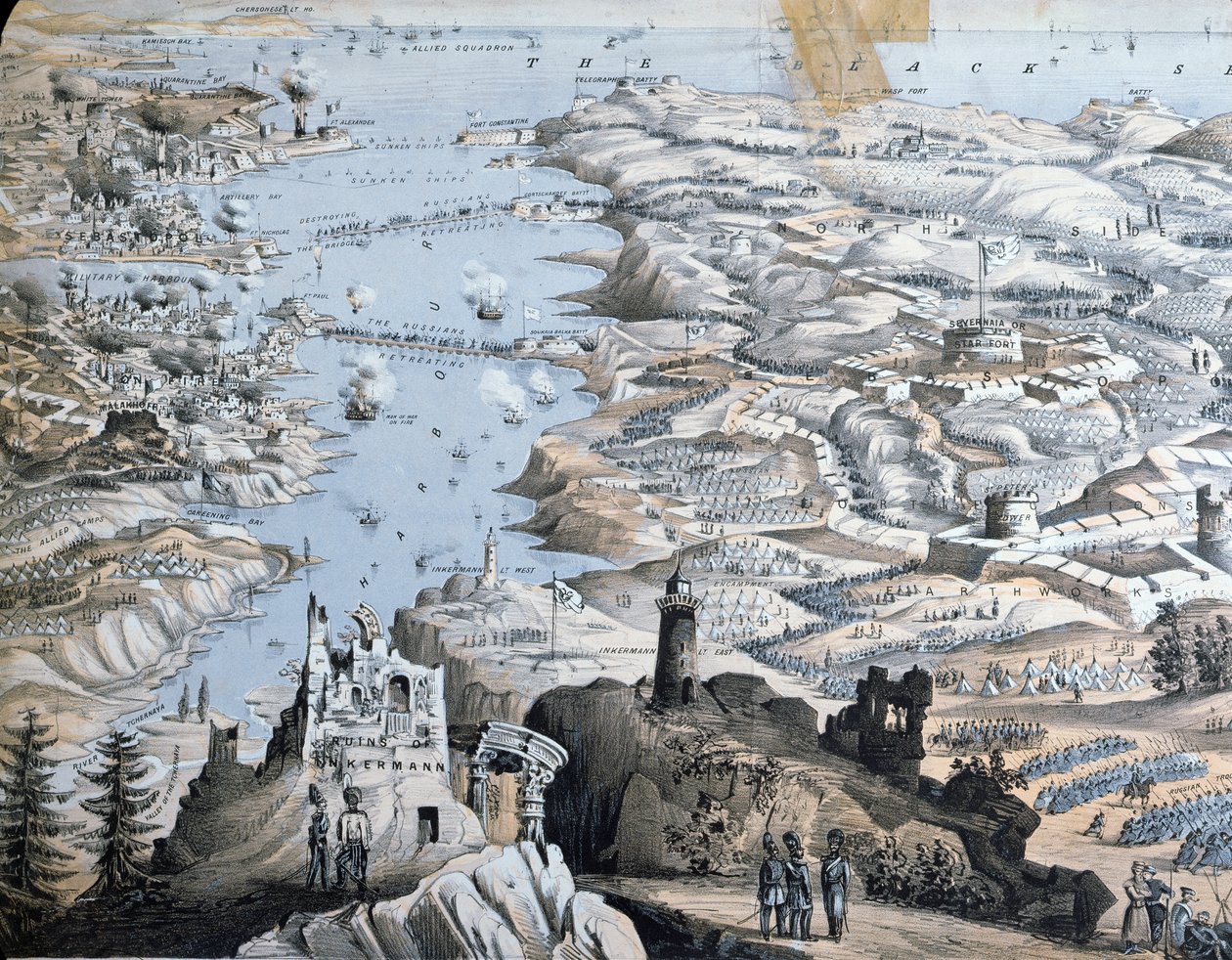 Karte der Belagerung von Sebastopol, 18. Juni 1855, 1855 von English School