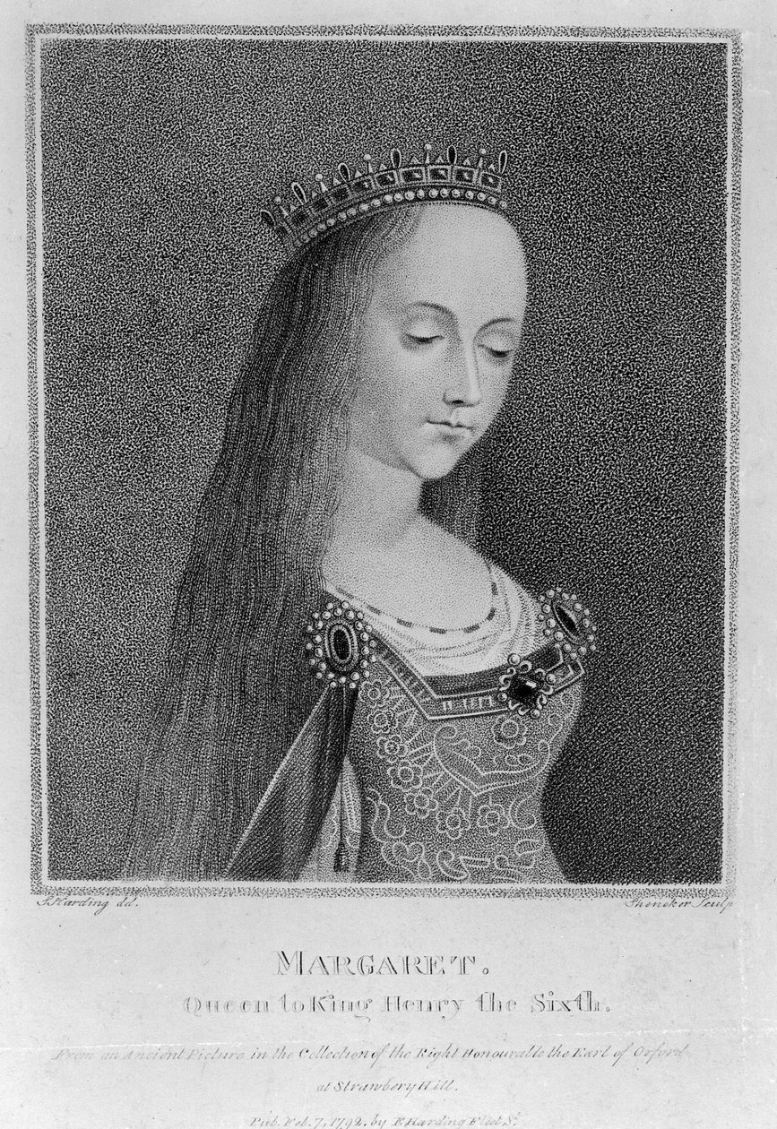 Margarete von Anjou, nach einem alten Bild in der Sammlung des Right Honourable the Earl of Oxford, 1792 von English School