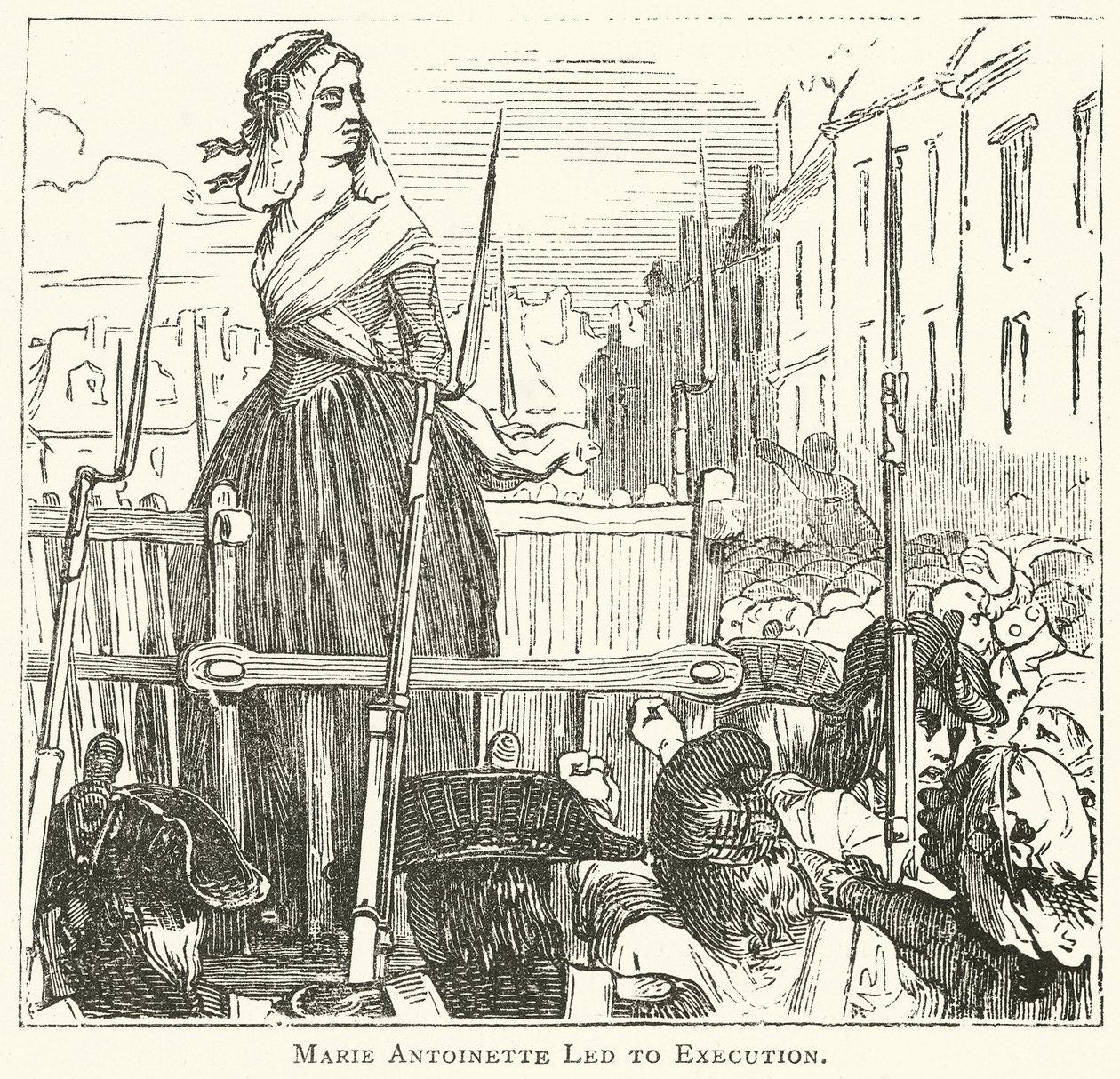 Marie Antoinette auf dem Weg zur Hinrichtung (Gravur) von English School