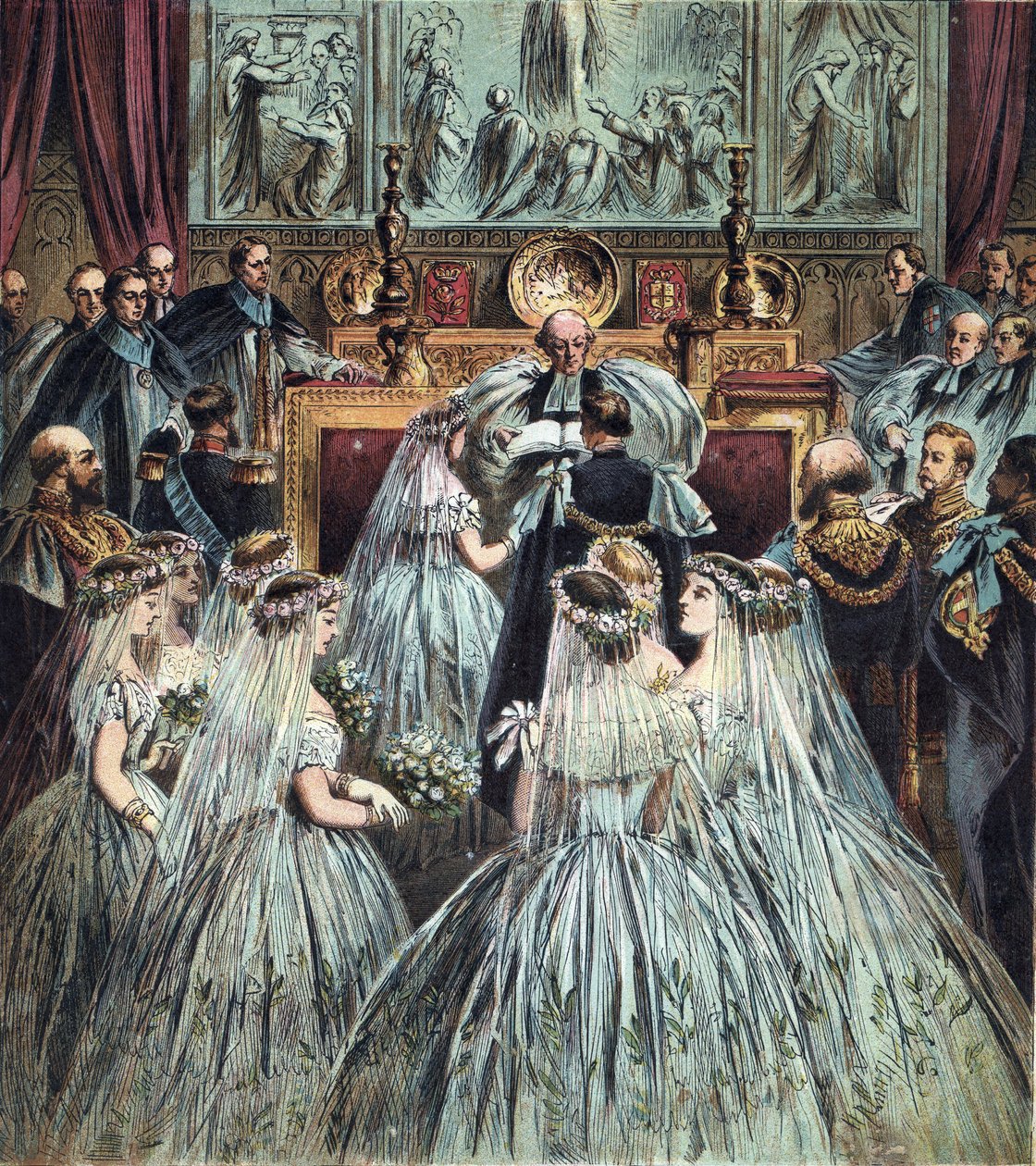 Heirat des Prinzen von Wales (der König Edward VII. von England wurde) (1841-1910) mit Alexandra von Dänemark (Alexandra Caroline Marie Charlotte Louise Julie von Schleswig-Holstein-Sonderburg-Glücksburg) (1844-1925) von English School
