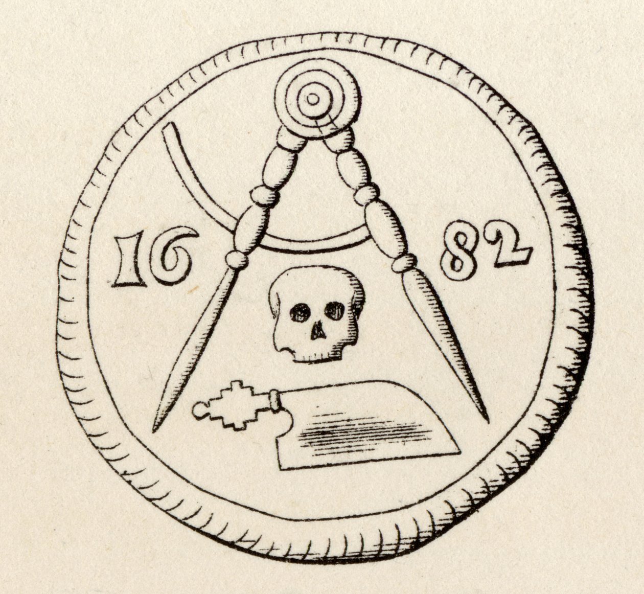 Freimaurersiegel der Zimmerleute von Maastricht, datiert 1682, aus 