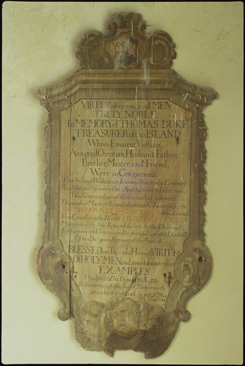 Gedenkstätte für Thomas Duke, 1750 (bemaltes Holz) von English School