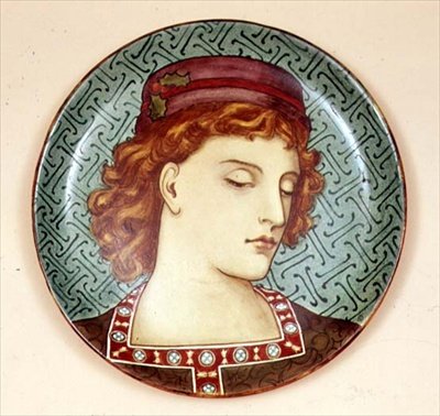 Minton-Schale, gemalt von einem Amateurkünstler, ca. 1880 von English School