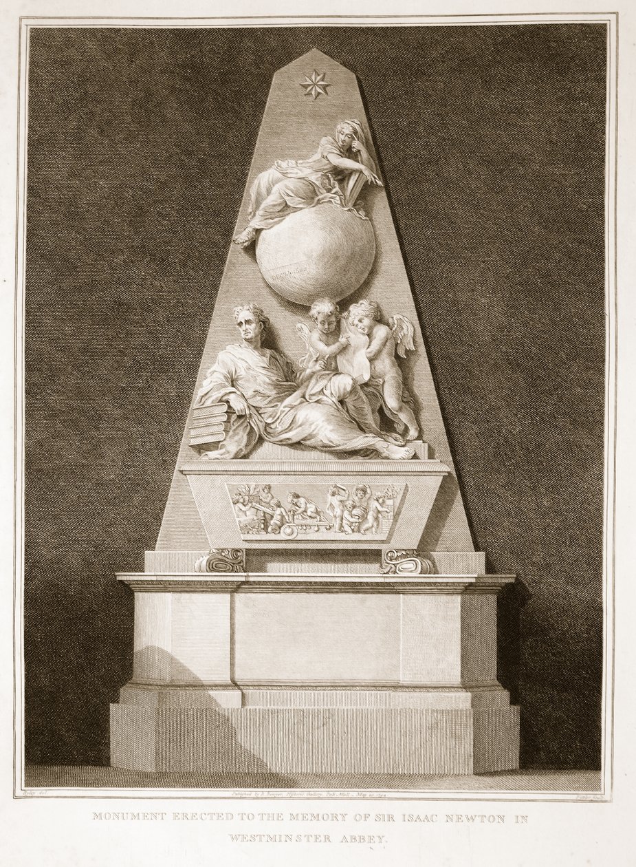 Denkmal für Sir Isaac Newton in der Westminster Abbey, Illustration aus David Humes The History of England, veröffentlicht von R. Bowyer, London, 1812 von English School