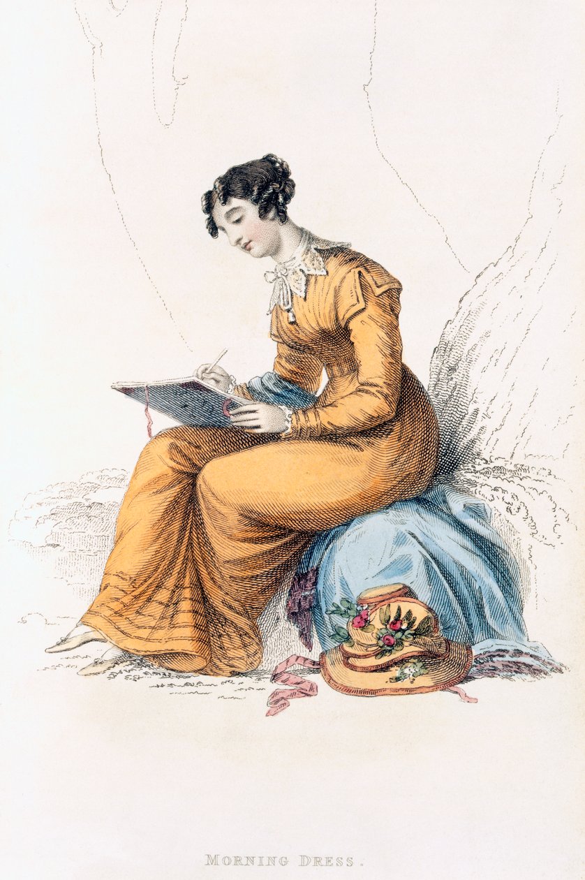 Morgenkleid, Modeplatte aus Ackermanns Repository of Arts von English School