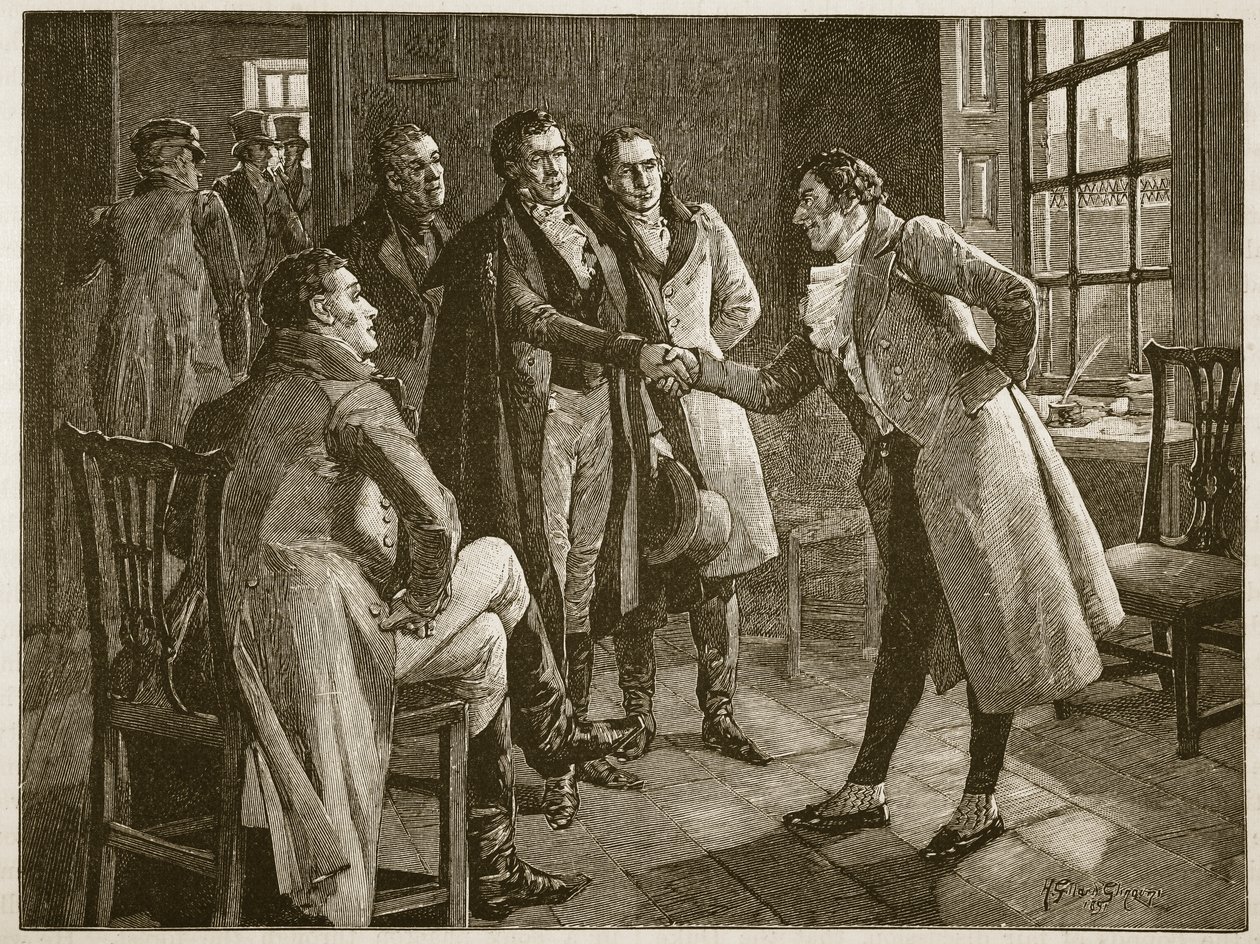 Mr. Alexanders Empfang im Kings Bench Prison, Illustration aus Cassells Illustrierter Geschichte Englands von English School