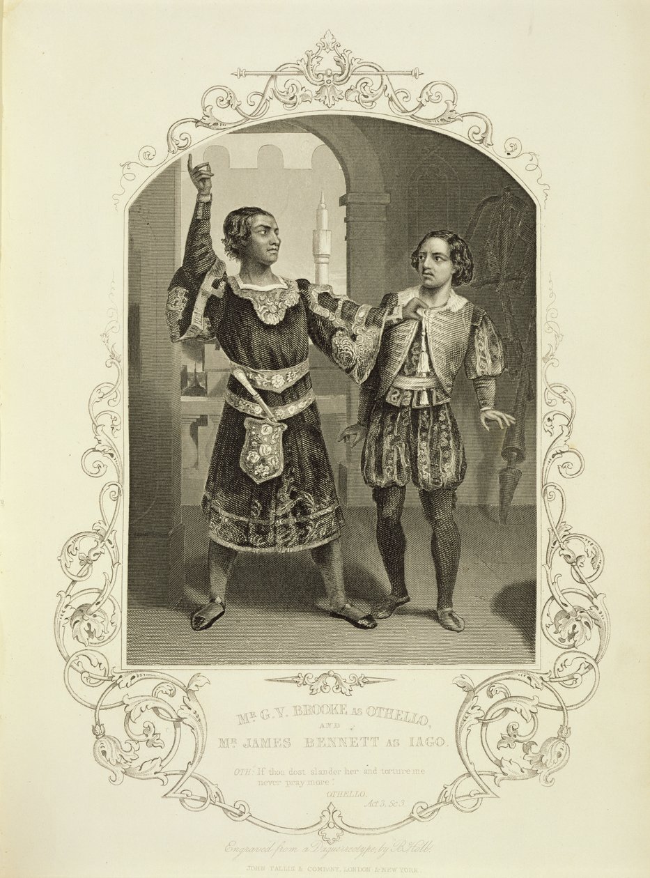Mr. G. V. Brooke als Othello und James Bennett als Iago, Akt III Szene 3, in Othello von William Shakespeare (1564-1616) von English School