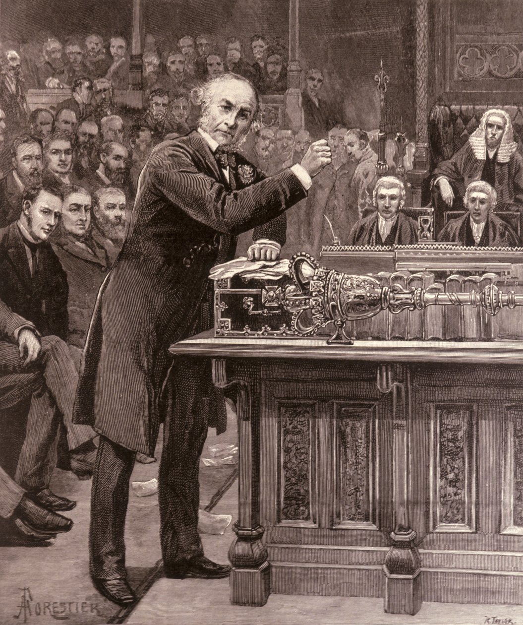 Mr. Gladstone erklärt dem House of Commons seinen Plan für die Regierung Irlands, aus 