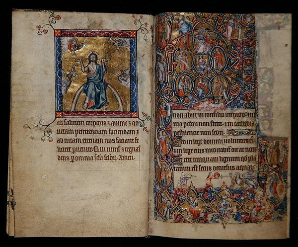 Ms 1-2005, ff.8v-9r: Christus im Gericht und der Baum Jesse, aus dem Macclesfield Psalter, Gebrauch von Sarum, Ostanglien, ca. 1330 von English School