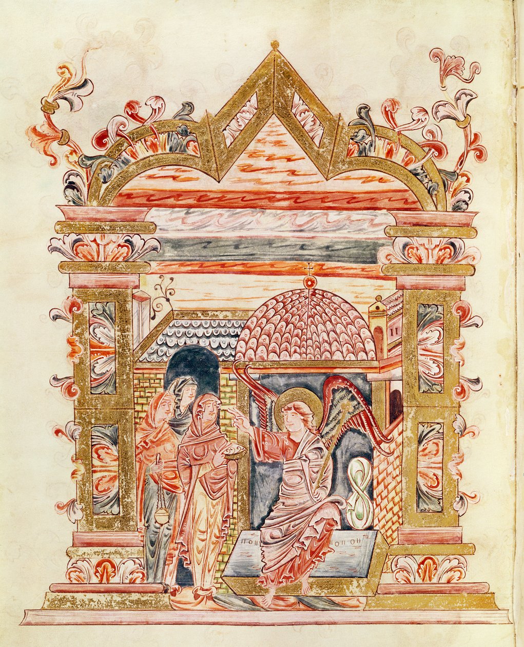 Ms 274 (Y-6) fol.72v Die heiligen Frauen am Grab, aus dem Messbuch von Robert von Jumieges, ca. 1016 von English School