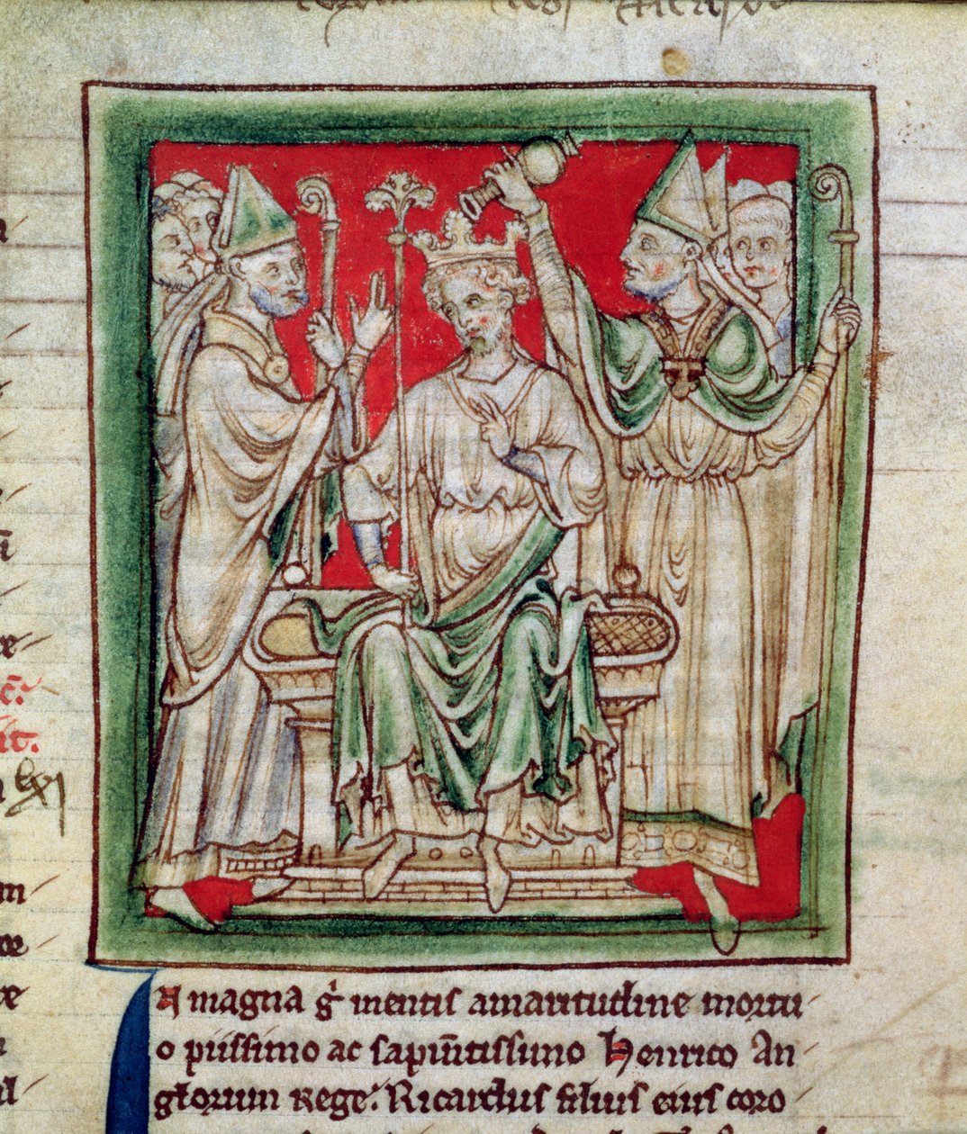 Ms 6712 (A.6.89) fol.141r Richard I. (1157-99), Miniatur aus Flores Historiarum, von Matthew Paris, 1250-52 von English School